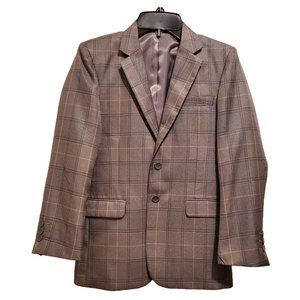 NWOT Boys Andrew Fezza Gray Navy Plaid Blazer Size 10R